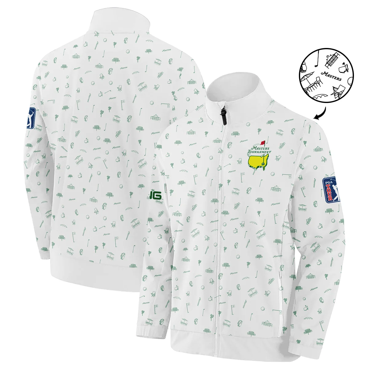 Golf Masters Tournament Ping Bomber Jacket Augusta Icons Pattern White Green Golf Sports All Over Print Bomber Jacket
