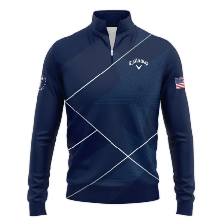 Callaway 124th U.S. Open Pinehurst Blue Red Line White Abstract Quarter-Zip Jacket Style Classic