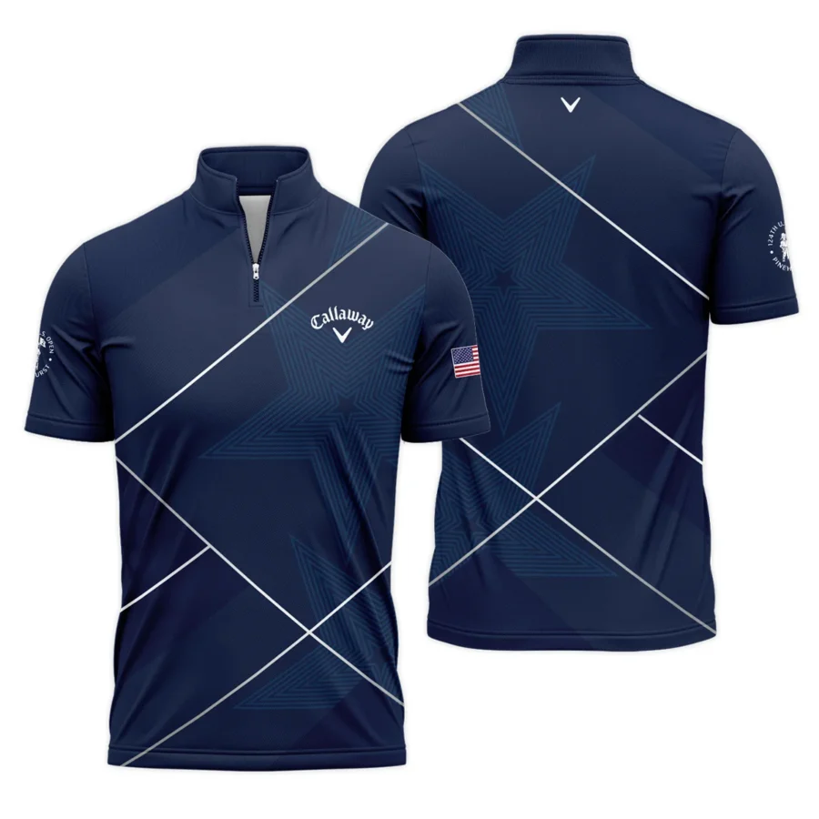 Golf Sport Pattern Blue Mix 124th U.S. Open Pinehurst Callaway Quarter-Zip Polo Shirt