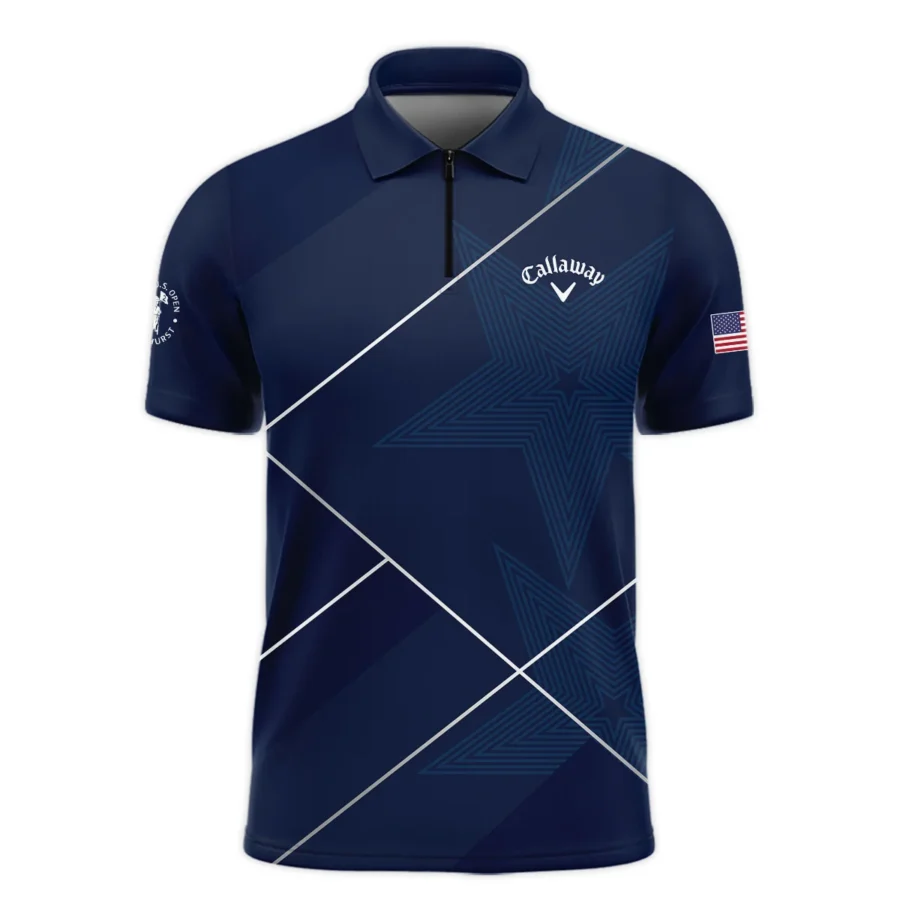 Golf Sport Pattern Blue Mix 124th U.S. Open Pinehurst Callaway Zipper Polo Shirt Style Classic