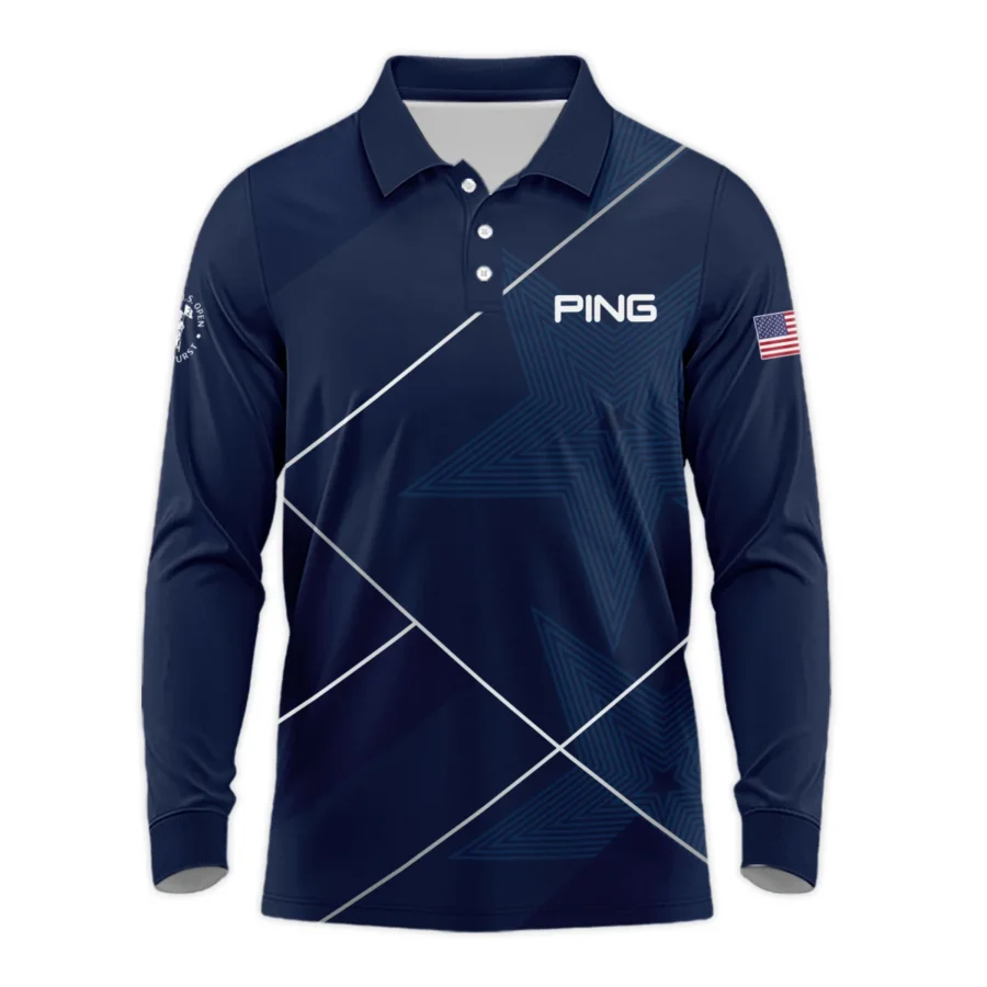 Golf Sport Pattern Blue Mix 124th U.S. Open Pinehurst Ping Long Polo Shirt Style Classic