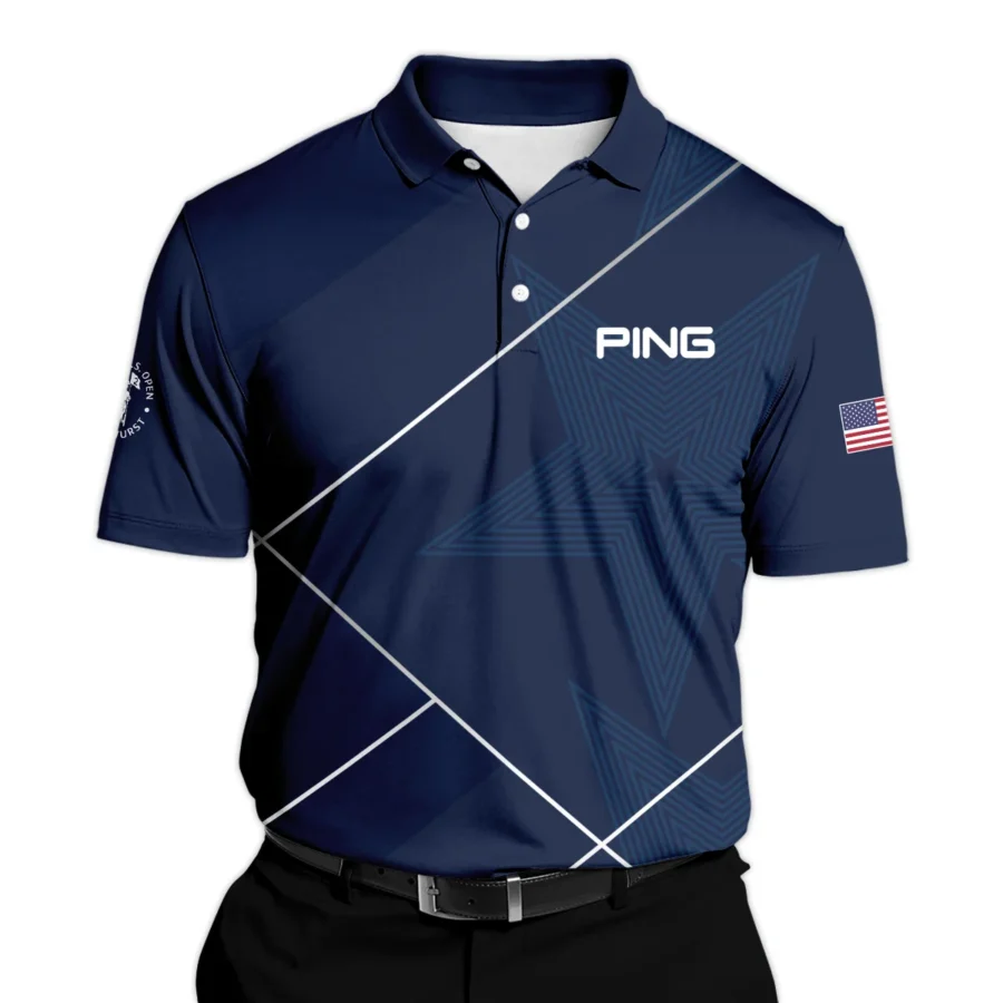 Golf Sport Pattern Blue Mix 124th U.S. Open Pinehurst Ping Polo Shirt Style Classic