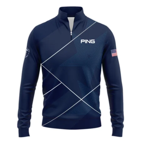 Ping 124th U.S. Open Pinehurst Blue Pattern Sport Long Polo Shirt Style Classic