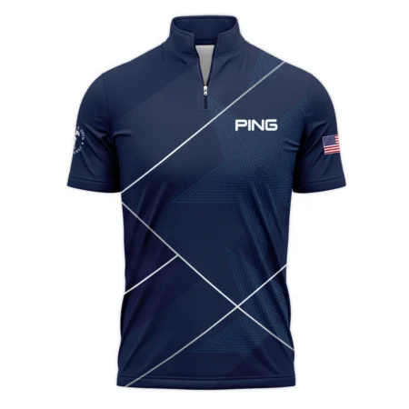 Golf Sport Pattern Blue Mix 124th U.S. Open Pinehurst Ping Quarter-Zip Polo Shirt