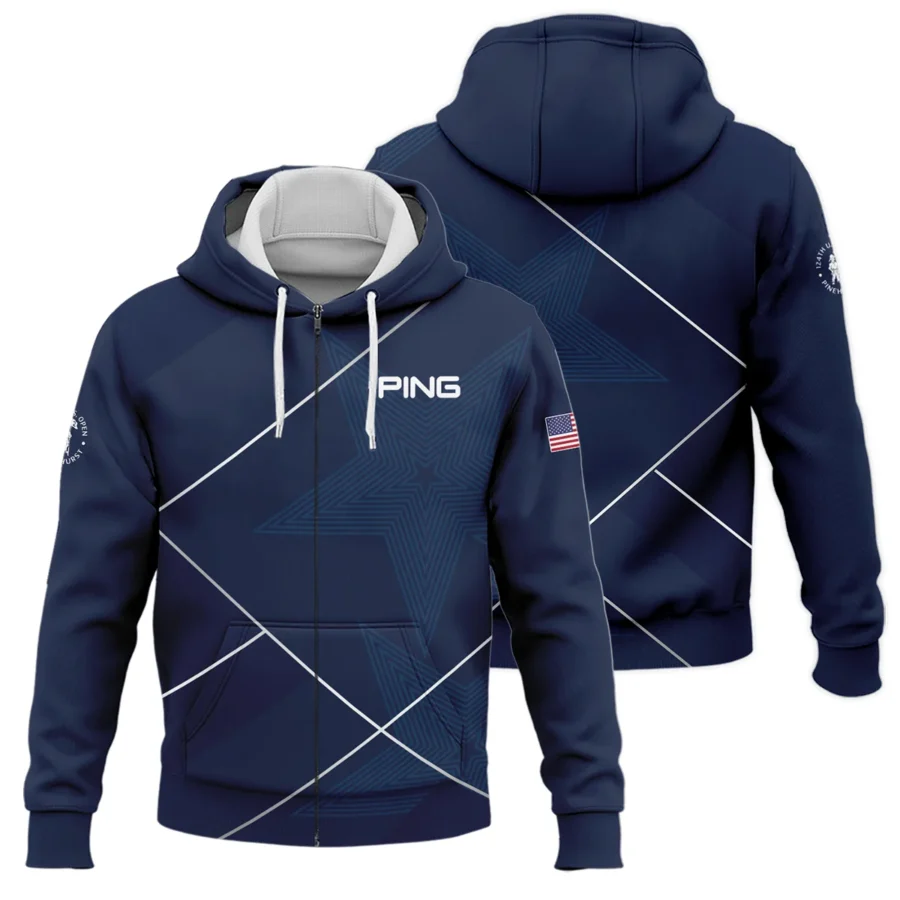 Golf Sport Pattern Blue Mix 124th U.S. Open Pinehurst Ping Zipper Hoodie Shirt Style Classic