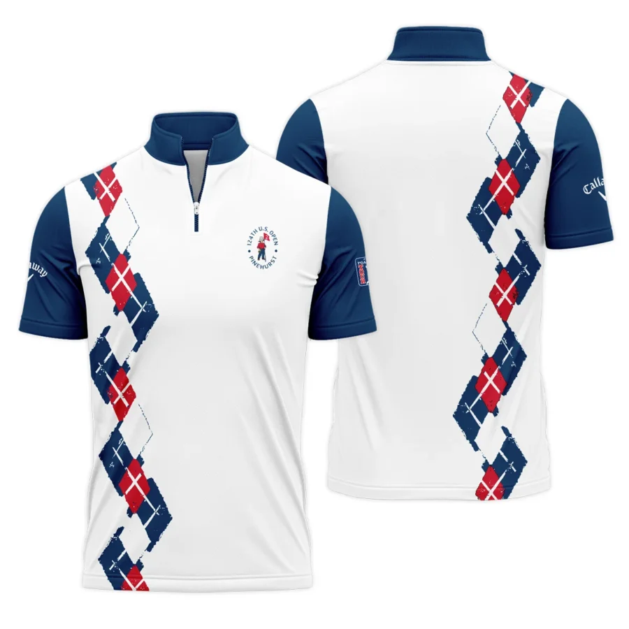 Golf Sport Pattern Blue Mix Color 124th U.S. Open Pinehurst Callaway Quarter-Zip Polo Shirt