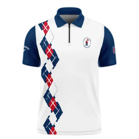 Golf Sport Pattern Blue Mix Color 124th U.S. Open Pinehurst Callaway Zipper Polo Shirt Style Classic