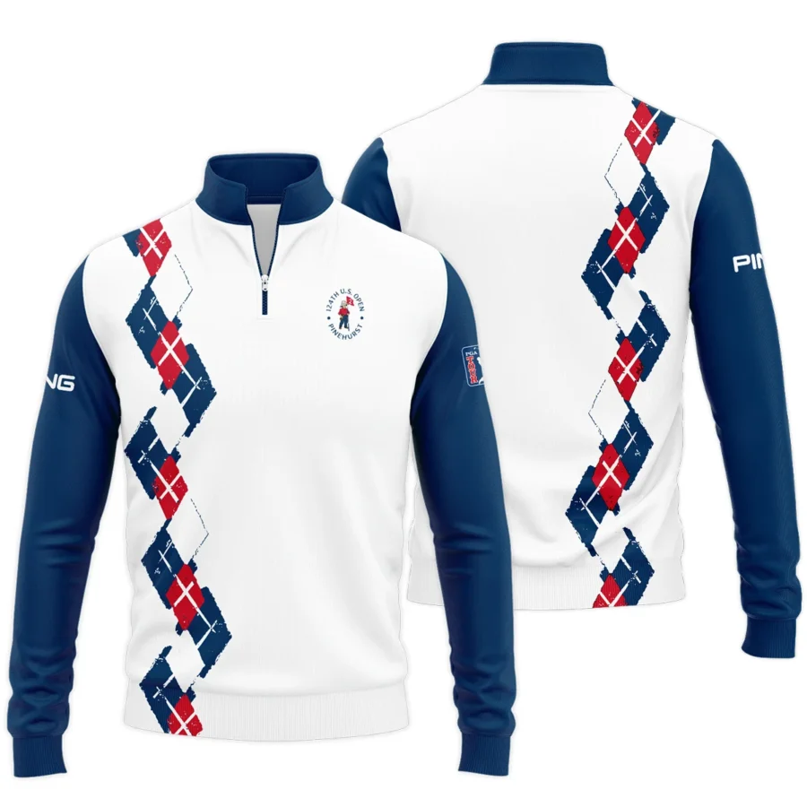 Golf Sport Pattern Blue Mix Color 124th U.S. Open Pinehurst Ping Quarter-Zip Jacket Style Classic