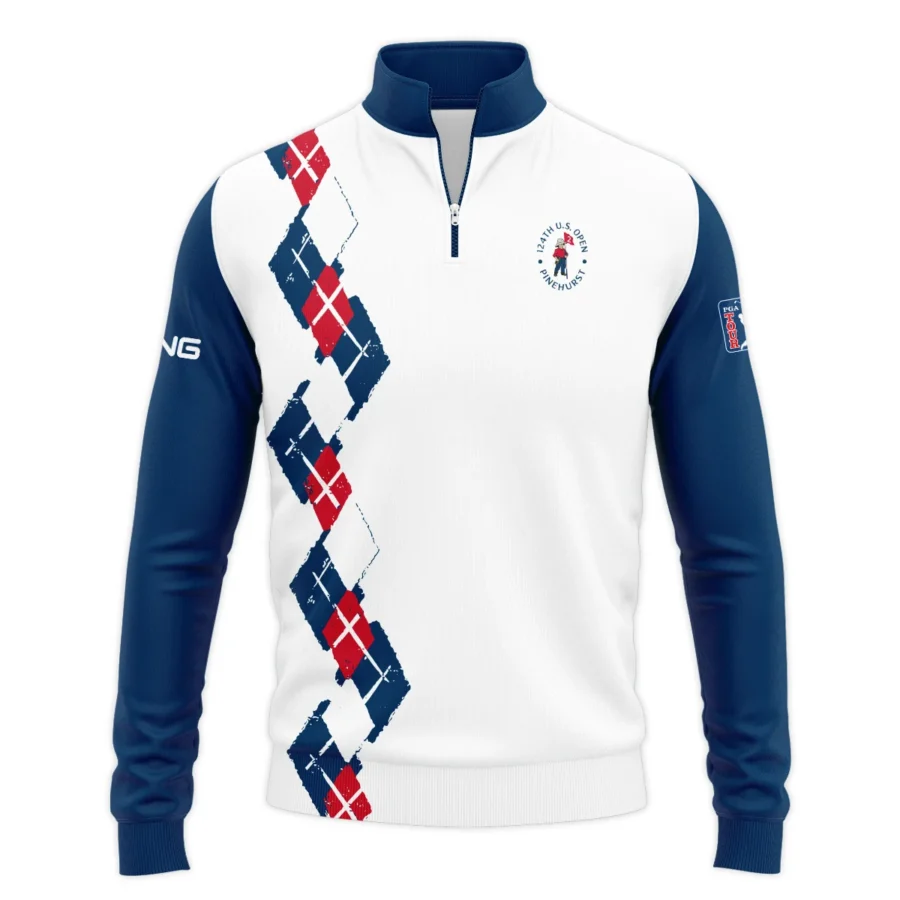 Golf Sport Pattern Blue Mix Color 124th U.S. Open Pinehurst Ping Quarter-Zip Jacket Style Classic