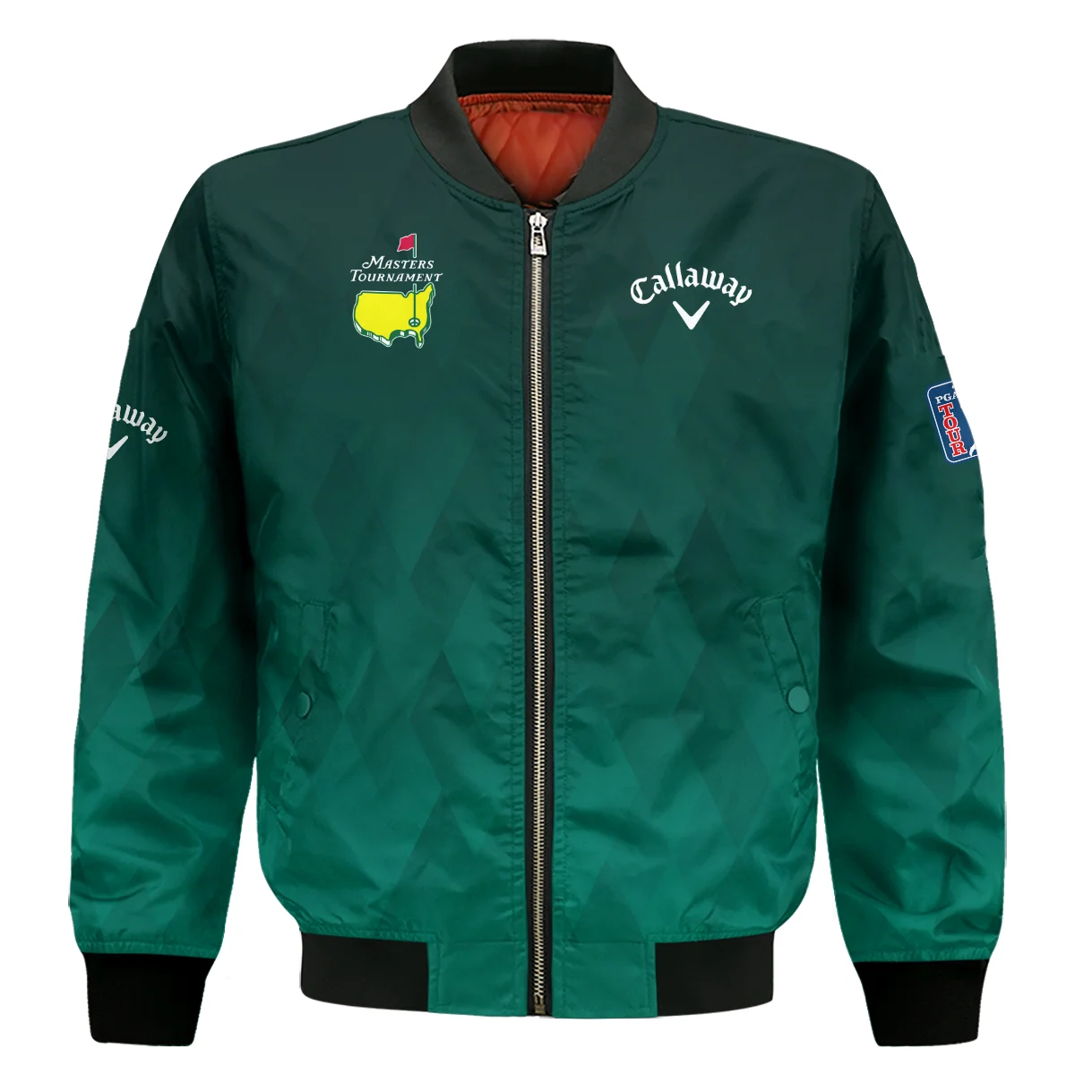 Gradient Dark Green Geometric Pattern Masters Tournament Callaway Bomber Jacket Style Classic Bomber Jacket