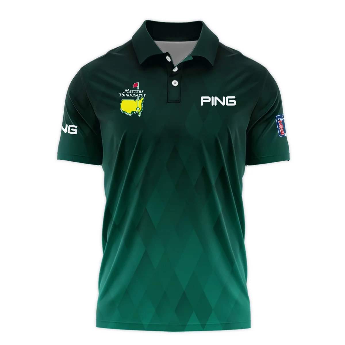 Gradient Dark Green Geometric Pattern Masters Tournament Ping Polo Shirt Style Classic Polo Shirt For Men