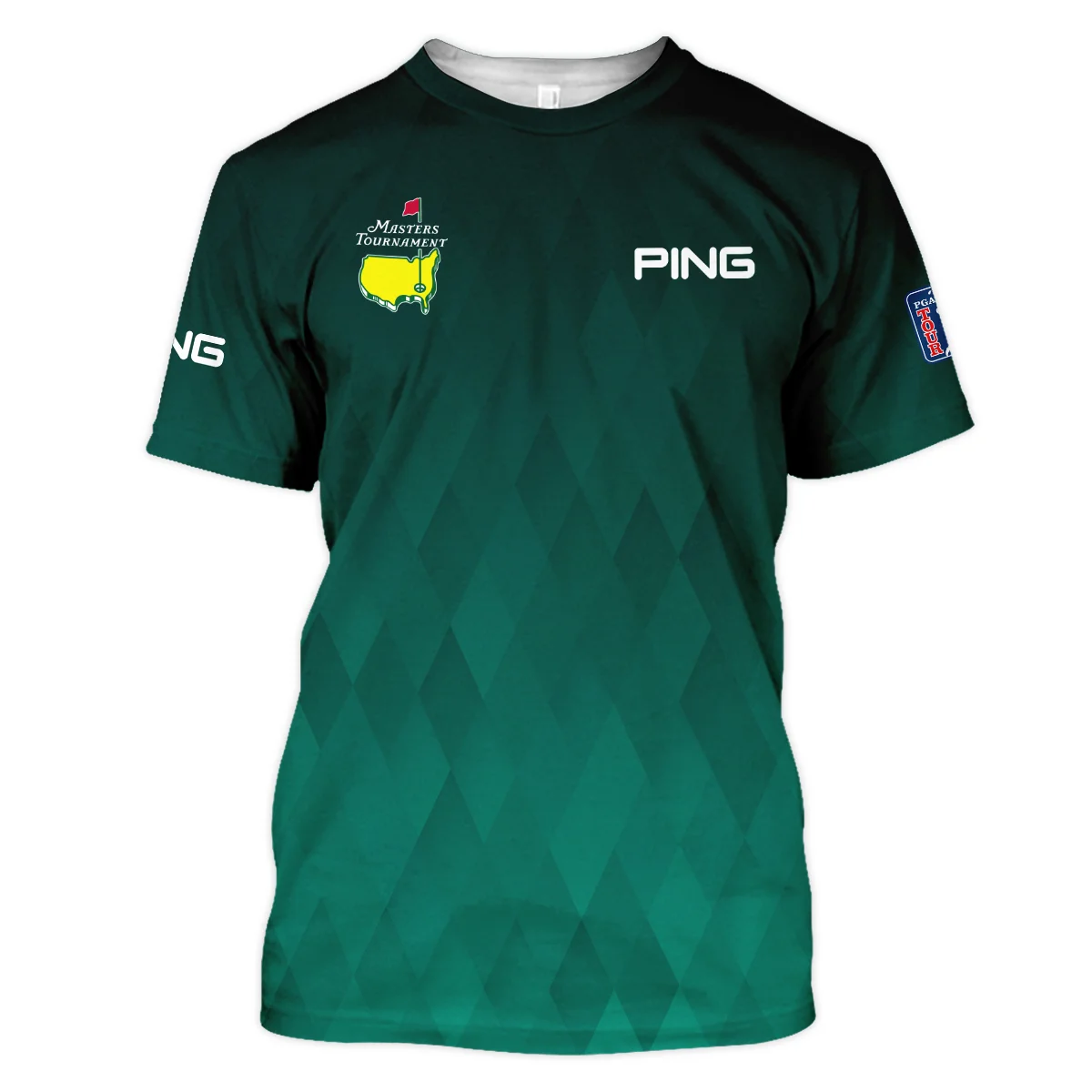 Gradient Dark Green Geometric Pattern Masters Tournament Ping Long Polo Shirt Style Classic Long Polo Shirt For Men