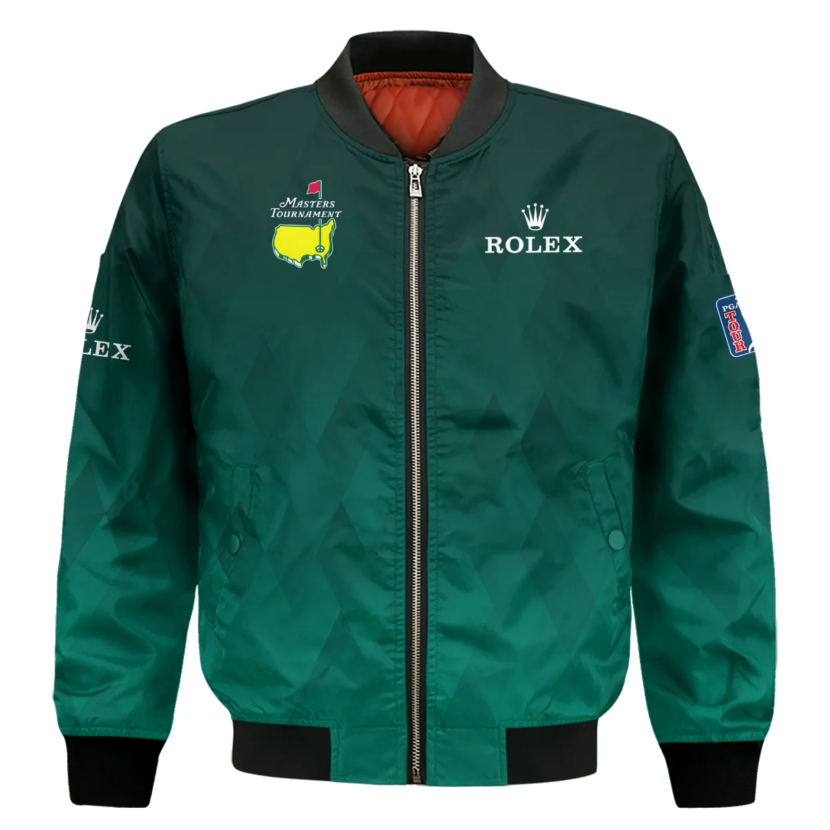 Gradient Dark Green Geometric Pattern Masters Tournament Rolex Bomber Jacket Style Classic Bomber Jacket