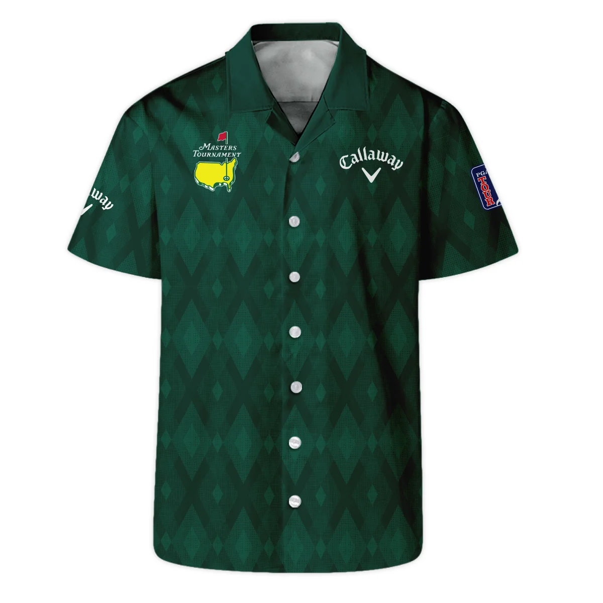 Green Fabric Ikat Diamond pattern Masters Tournament Callaway Hawaiian Shirt Style Classic Oversized Hawaiian Shirt