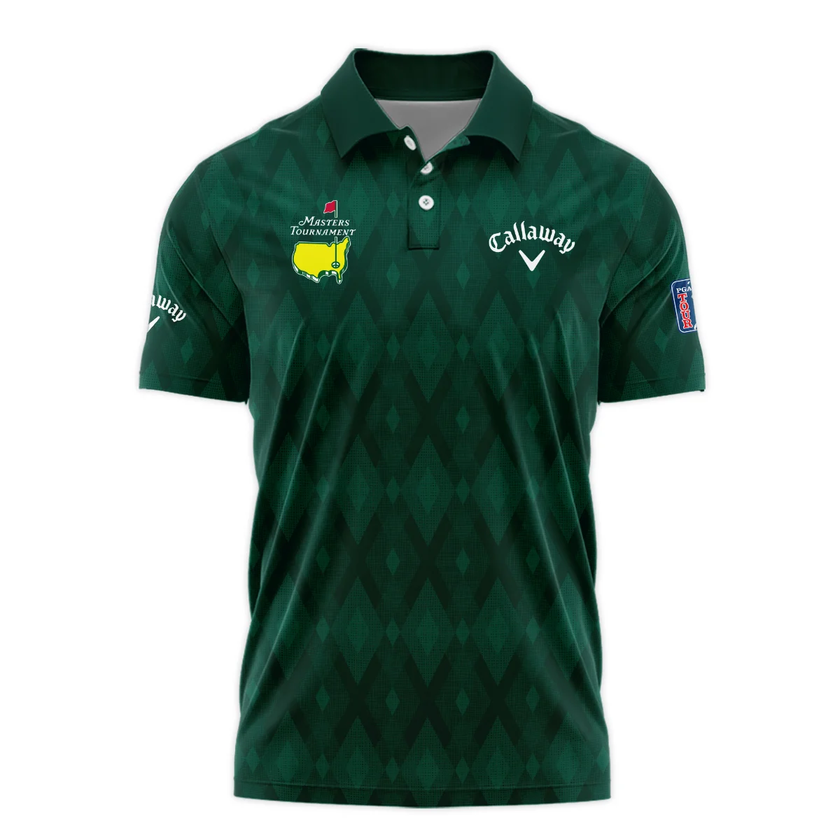 Green Fabric Ikat Diamond pattern Masters Tournament Callaway Polo Shirt Style Classic Polo Shirt For Men