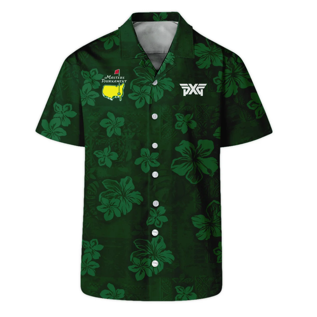 Hawaiian Tribal Elements And Hibiscus Flowers Patchwork Golf Masters Tournament Long Polo Shirt Style Classic Long Polo Shirt For Men