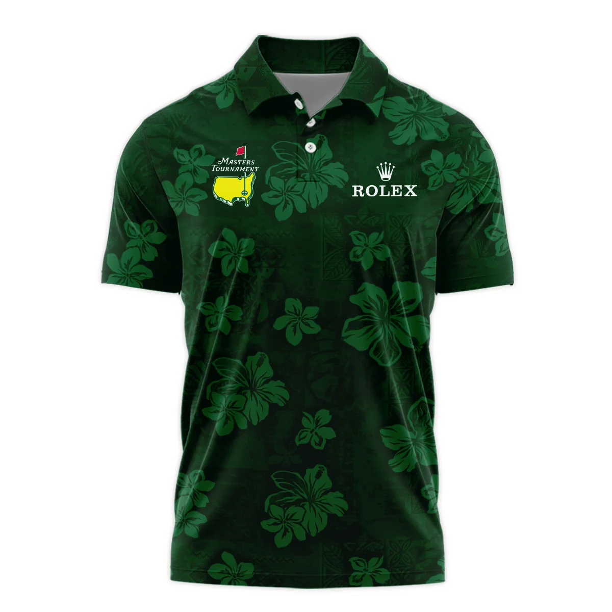 Hawaiian Tribal Elements And Hibiscus Flowers Patchwork Golf Masters Tournament Rolex Polo Shirt Style Classic Polo Shirt For Men