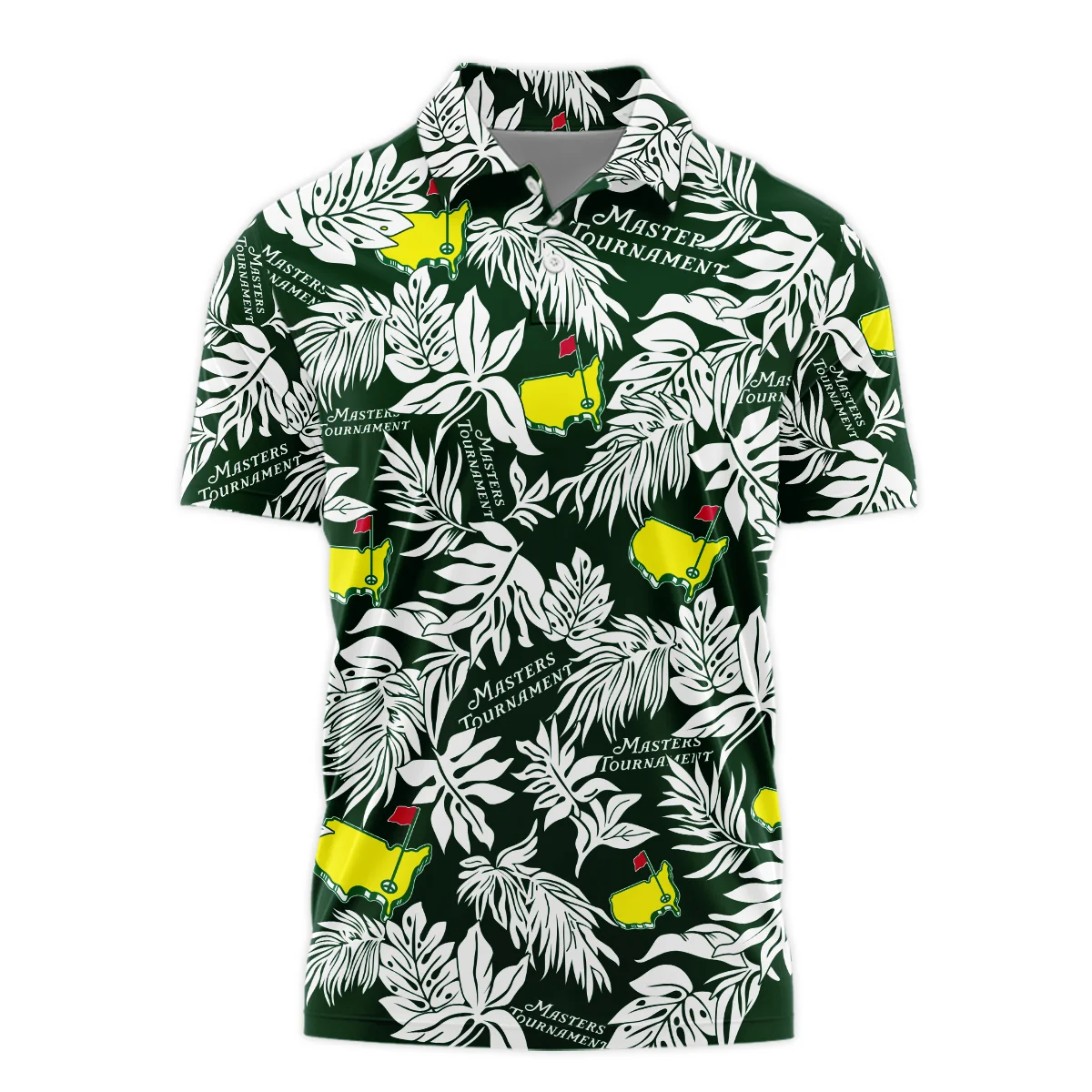 Hawaiian Tropical Leaves Pattern Golf Masters Tournament Polo Shirt Style Classic Polo Shirt For Men