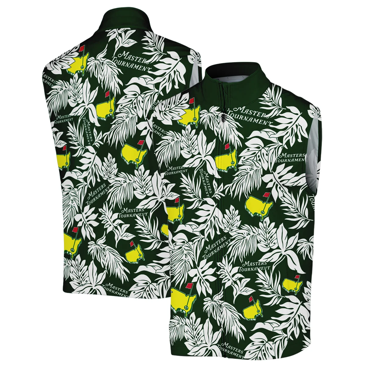 Hawaiian Tropical Leaves Pattern Golf Masters Tournament Quarter-Zip Jacket Style Classic Quarter-Zip Jacket