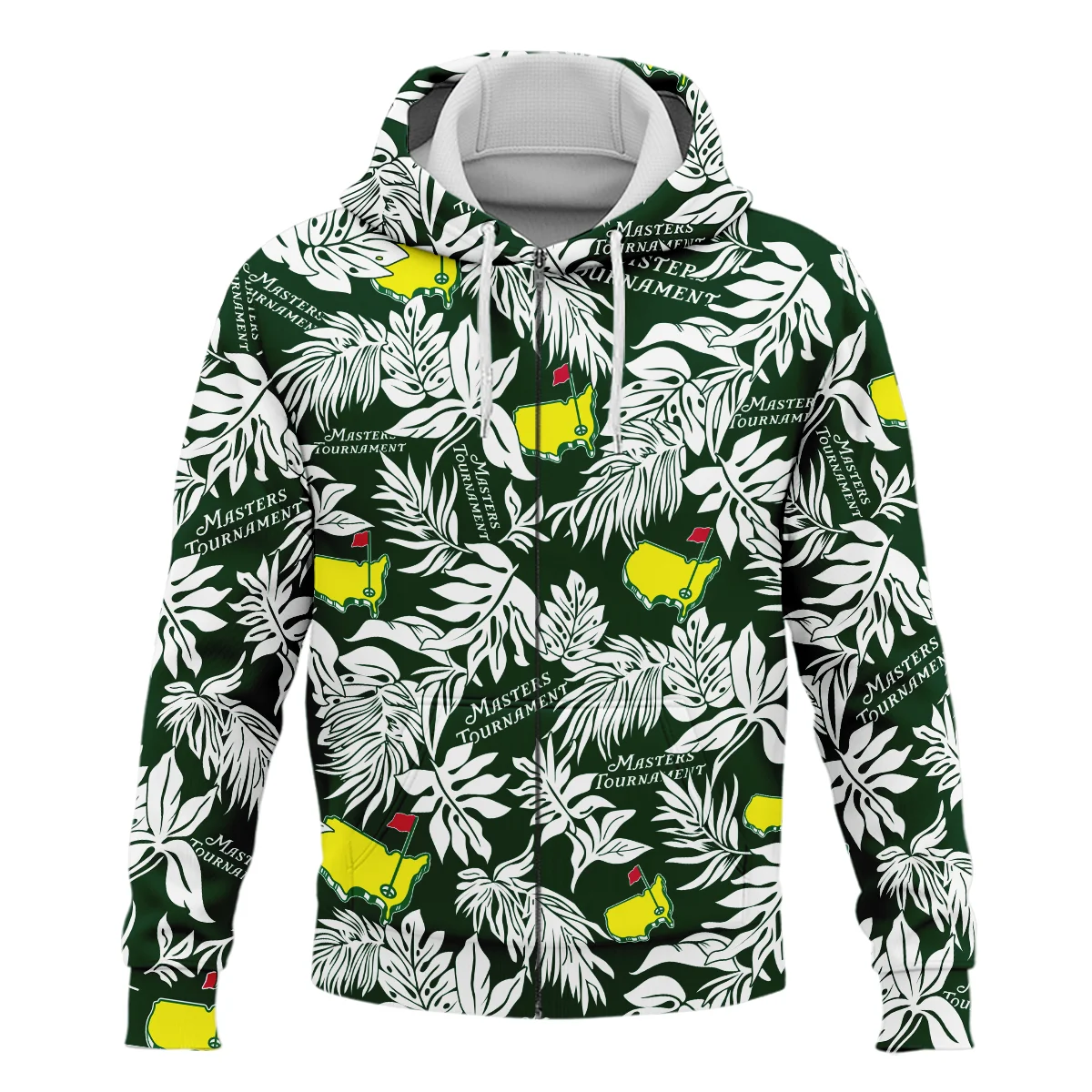 Hawaiian Tropical Leaves Pattern Golf Masters Tournament Bomber Jacket Style Classic Bomber Jacket