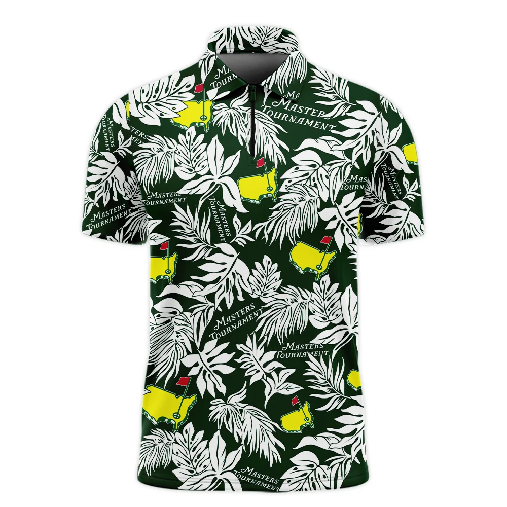 Hawaiian Tropical Leaves Pattern Golf Masters Tournament Quarter-Zip Jacket Style Classic Quarter-Zip Jacket