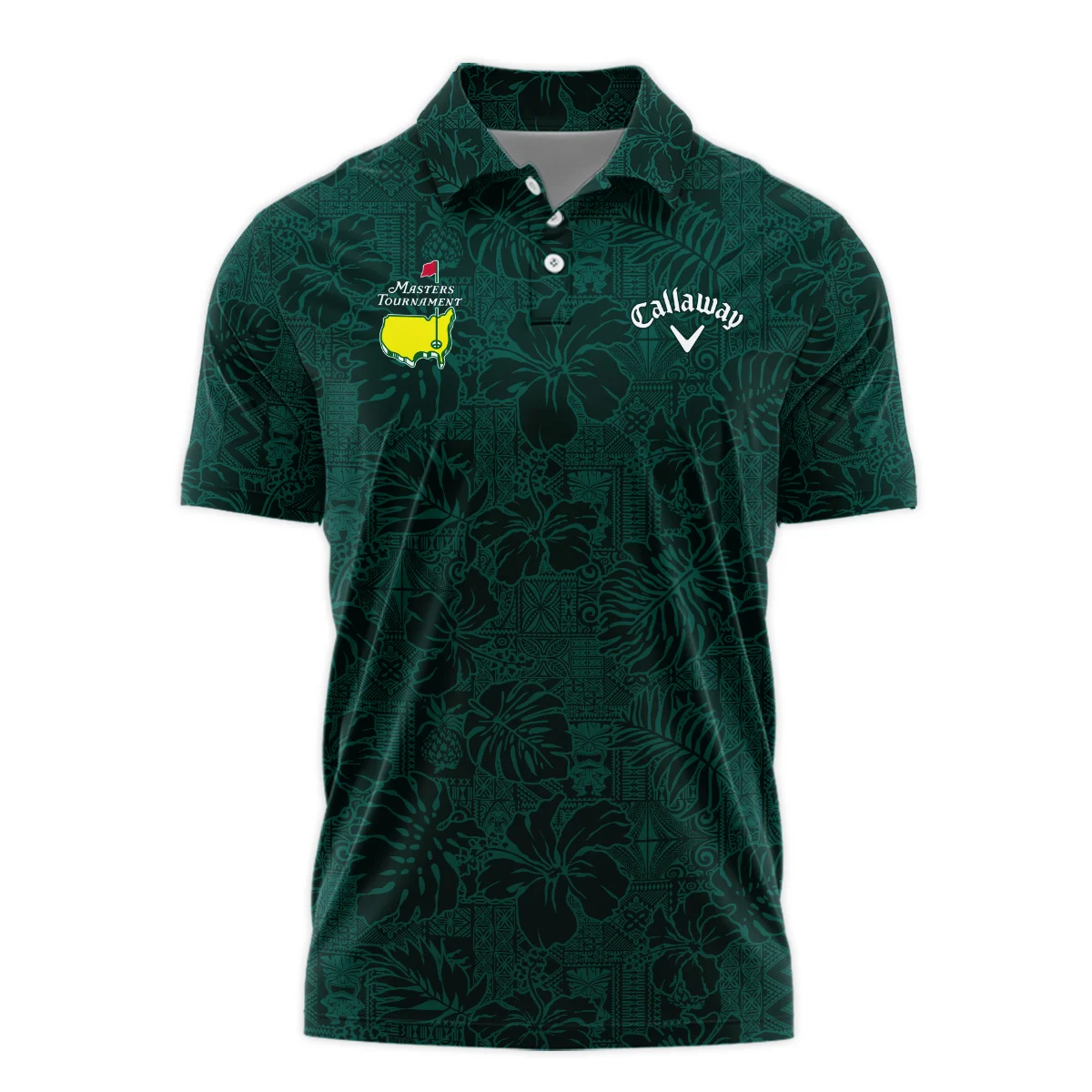 Hibiscus And Tropical Leaves With Tribal Elements Pattern Golf Masters Tournament Callaway Polo Shirt Style Classic Polo Shirt For Men