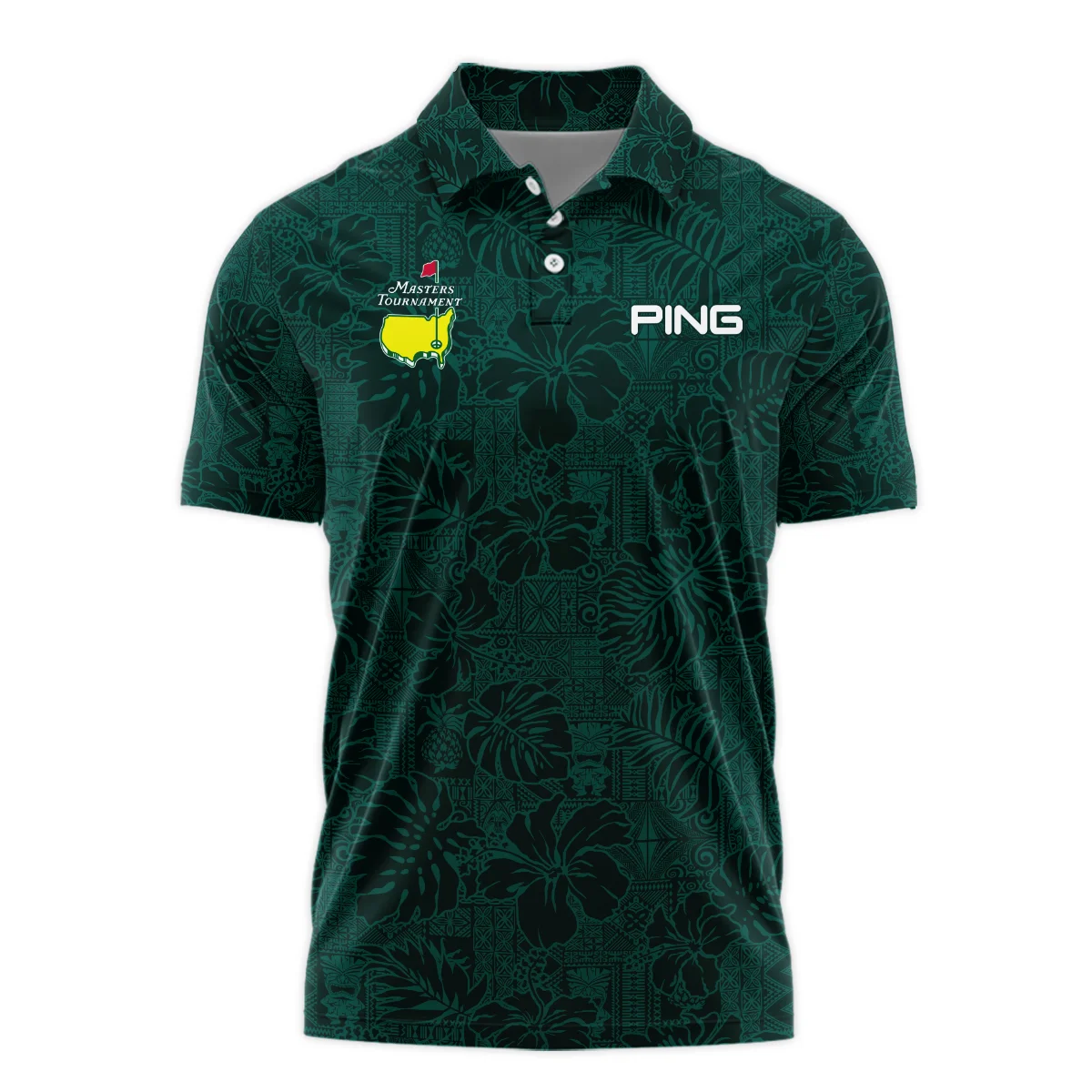 Hibiscus And Tropical Leaves With Tribal Elements Pattern Golf Masters Tournament Ping Polo Shirt Style Classic Polo Shirt For Men