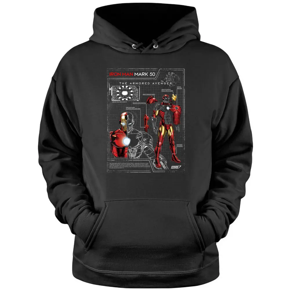 Iron Man Armor Plated Suit Blue Print Schematic T-shirt Pullover Hoodie