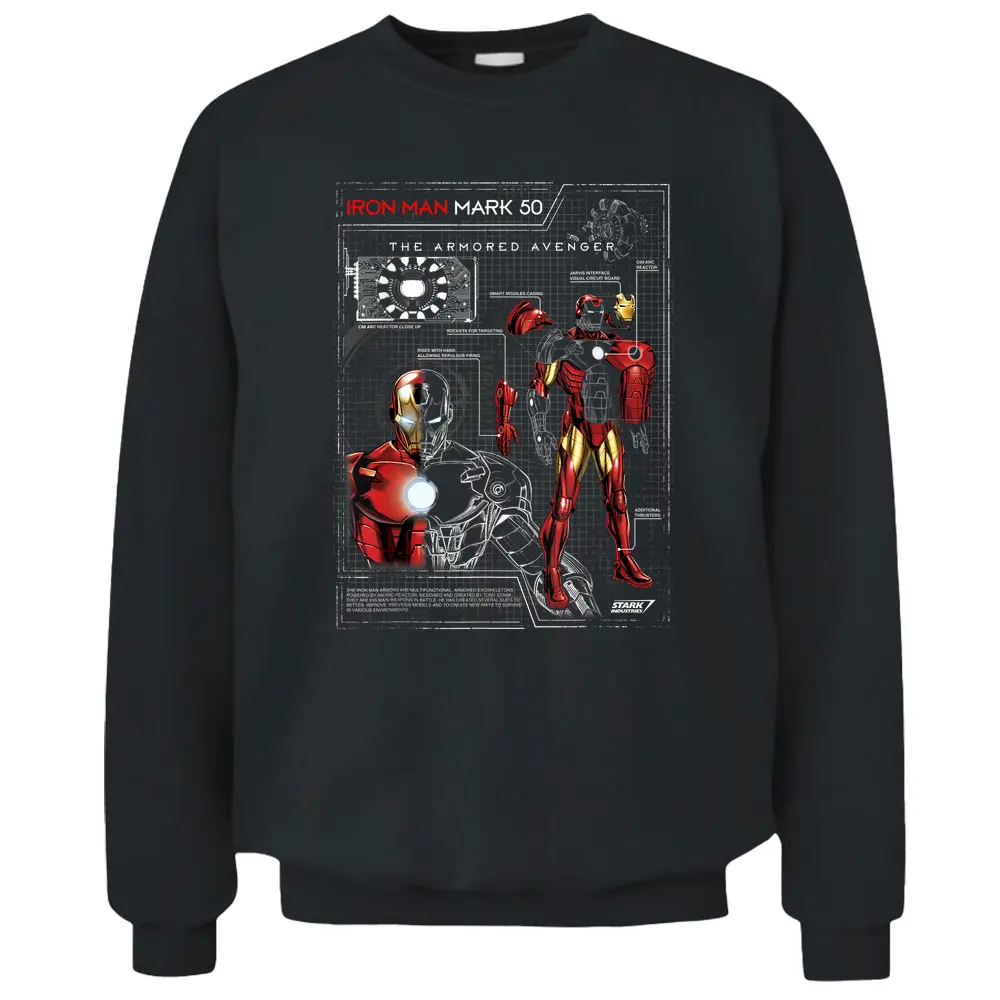 Iron Man Armor Plated Suit Blue Print Schematic T-shirt Pullover Sweatshirt