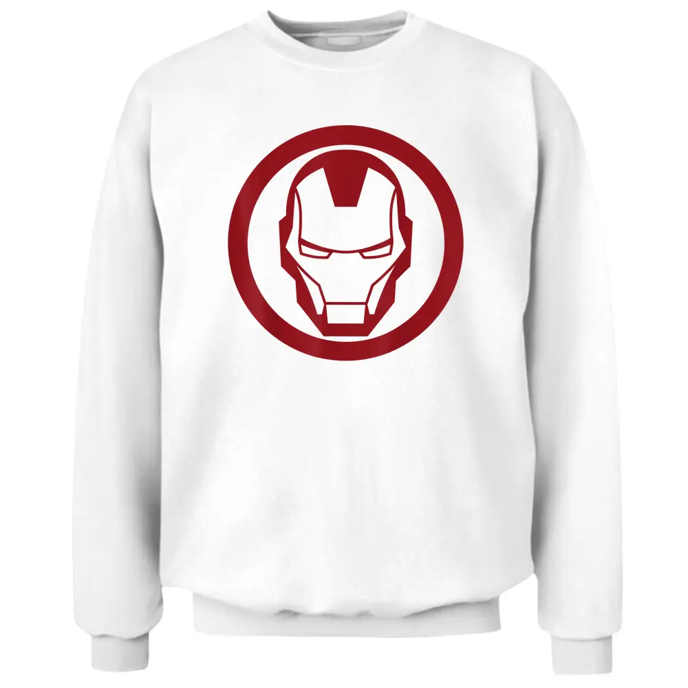 Iron Man Red Dropped Tonal Face Emblem Graphic Pullover Sweatshirt