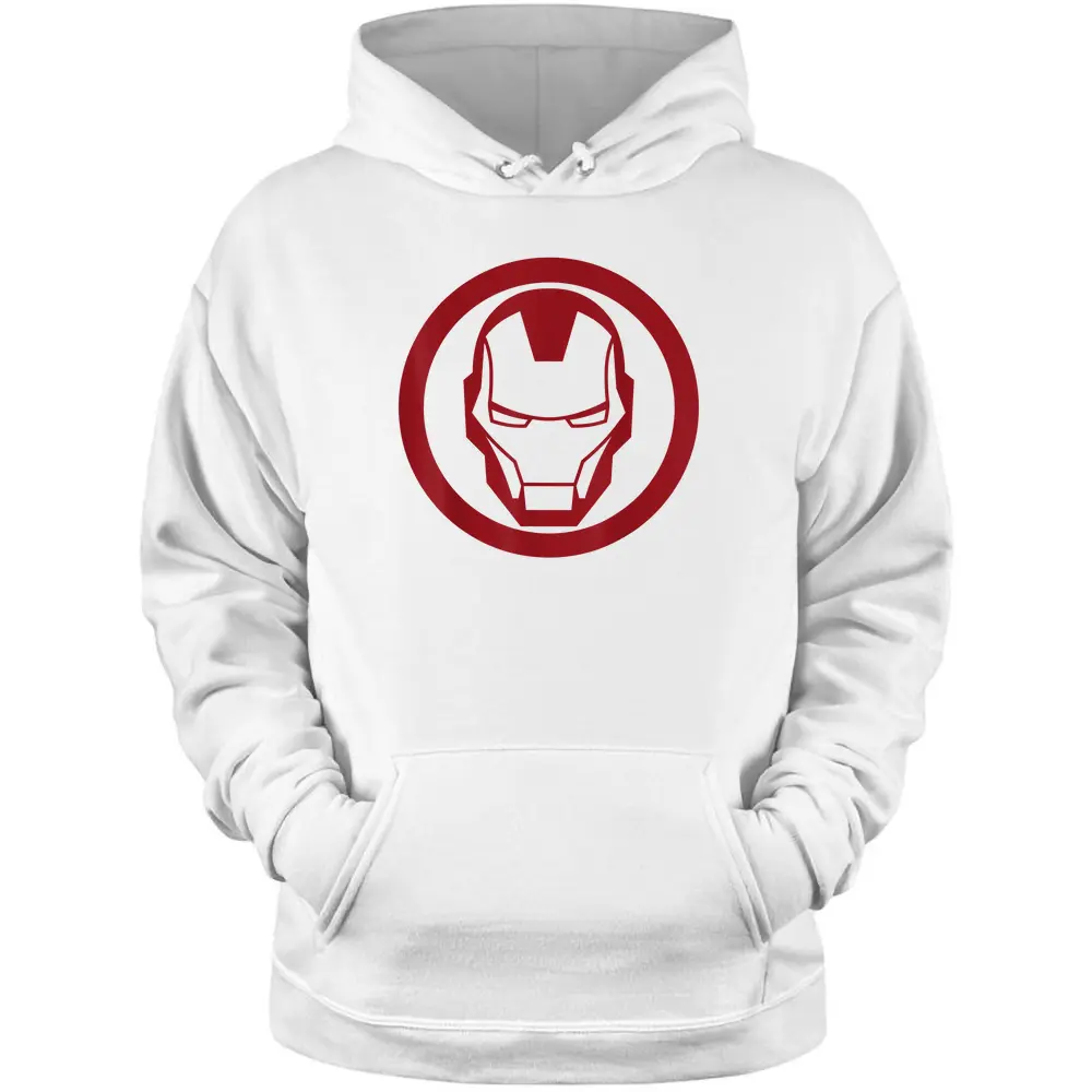 Iron Man Red Dropped Tonal Face Emblem Graphic Pullover Hoodie