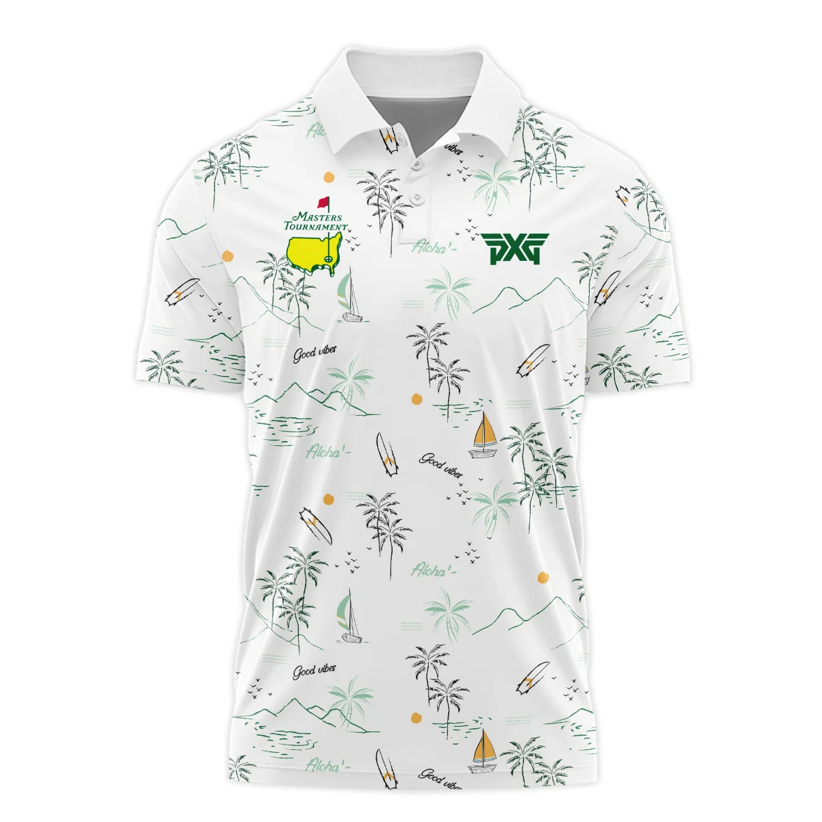 Island Seamless Pattern Golf Masters Tournament Long Polo Shirt Style Classic Long Polo Shirt For Men