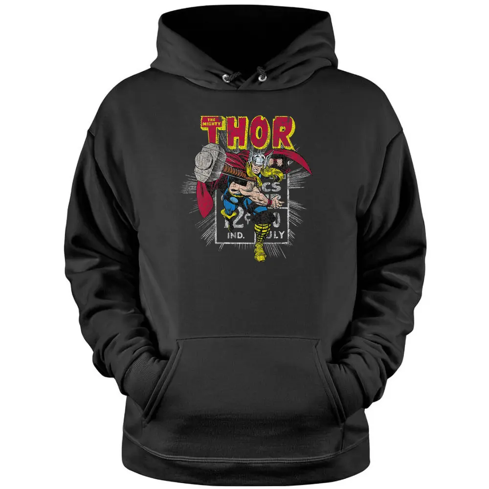 Kids Marvel Mighty Thor Hammer Throw Retro Kids Graphic T-shirt Pullover Hoodie