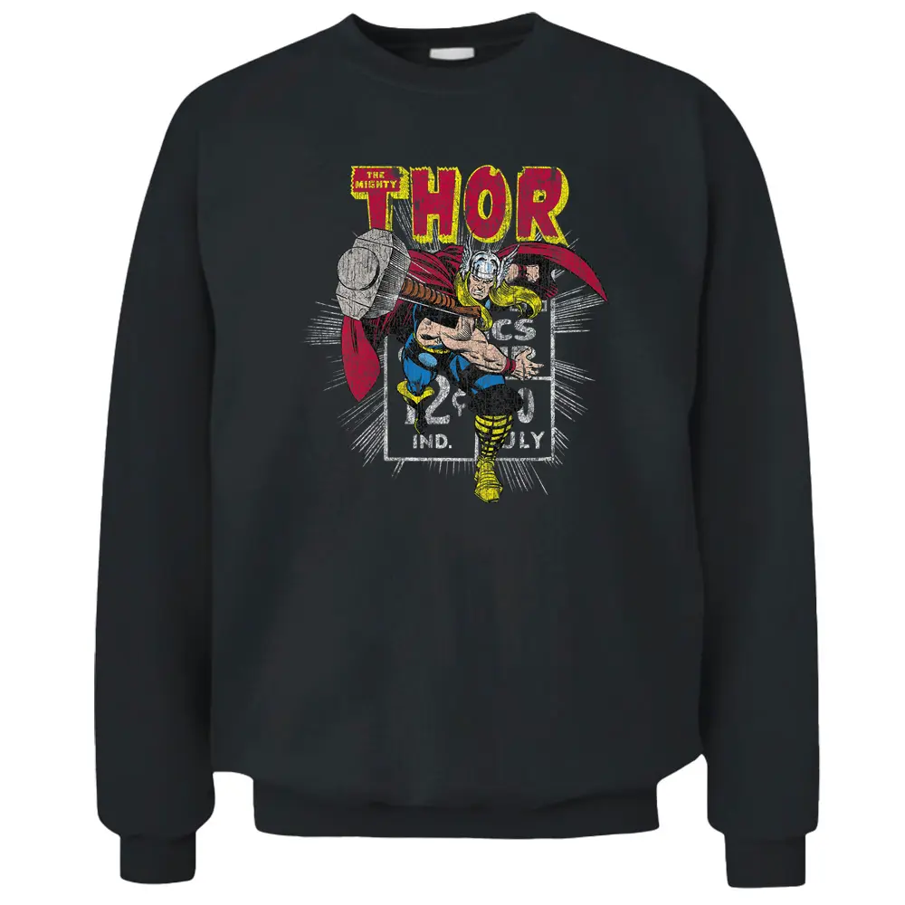 Kids Marvel Mighty Thor Hammer Throw Retro Kids Graphic T-shirt Pullover Sweatshirt