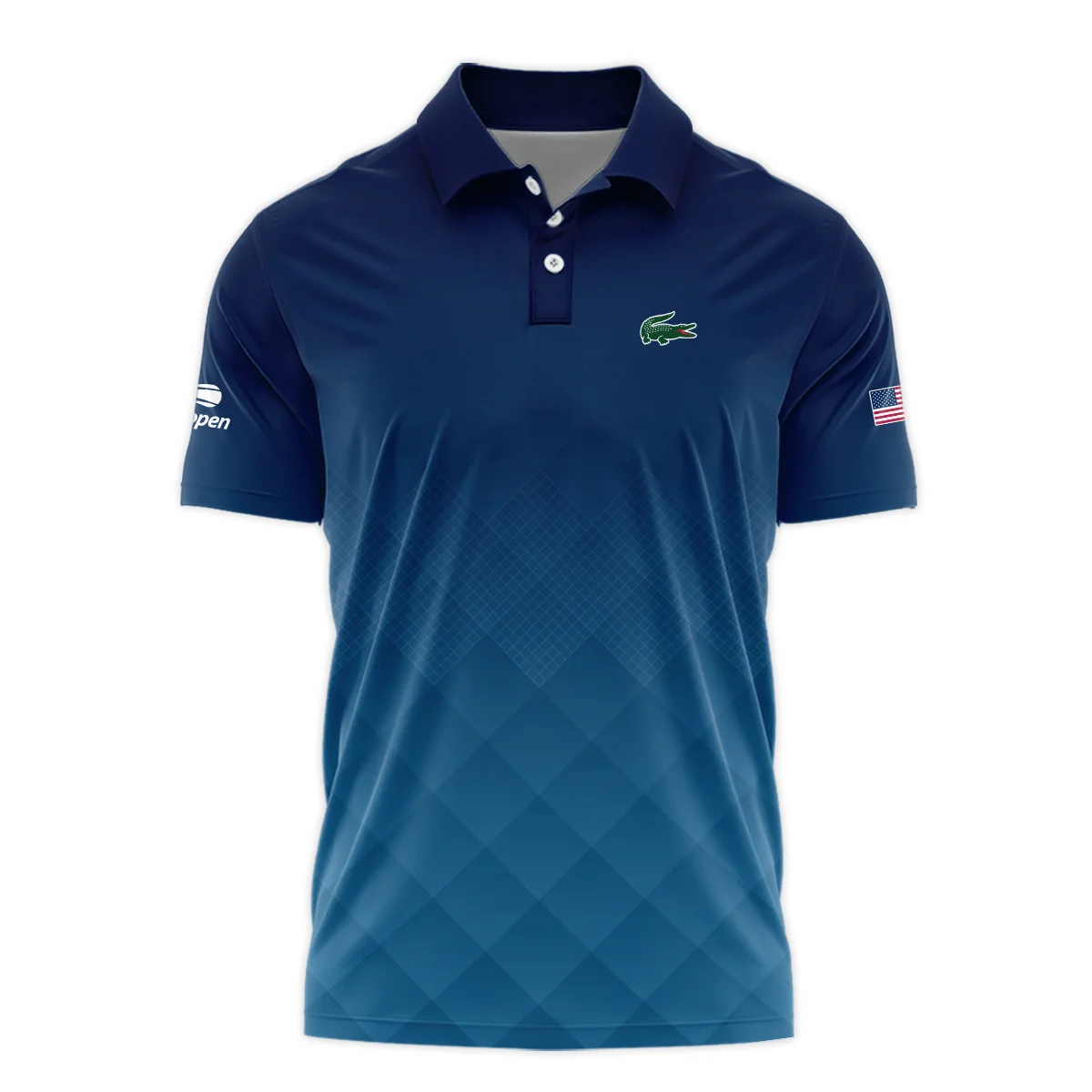 Lacoste Blue Abstract Background US Open Tennis Champions Zipper Polo Shirt Style Classic Zipper Polo Shirt For Men