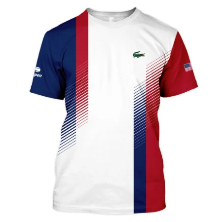 Lacoste Blue Red Straight Line White US Open Tennis Champions Vneck Polo Shirt Style Classic Polo Shirt For Men