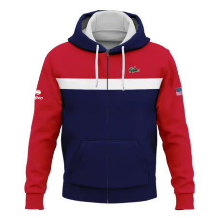 Lacoste Blue Red White Background US Open Tennis Champions Zipper Hoodie Shirt Style Classic Zipper Hoodie Shirt
