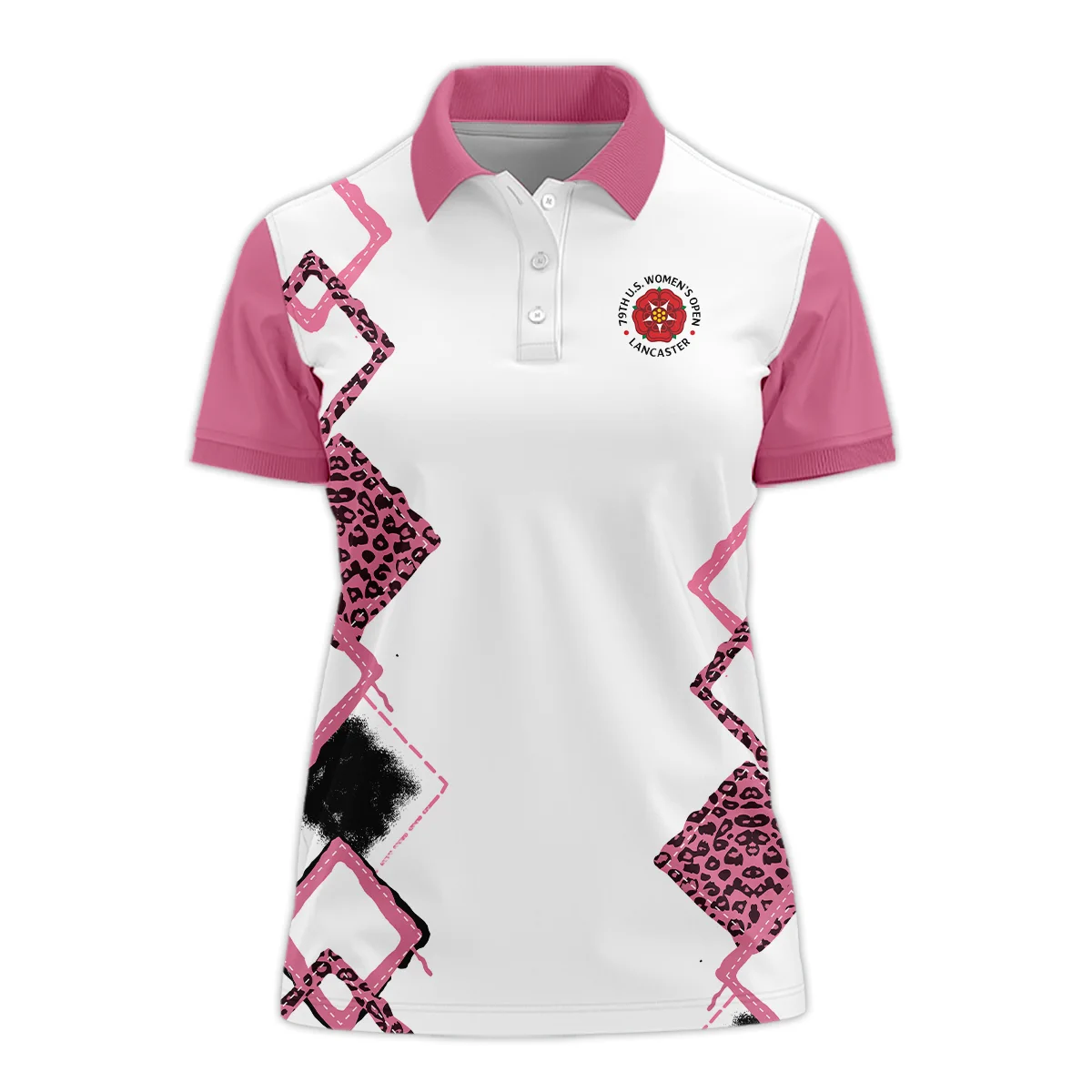 Leopard Golf Color Pink 79th U.S. Women’s Open Lancaster Sleeveless Polo Shirt Pink Color All Over Print Sleeveless Polo Shirt For Woman