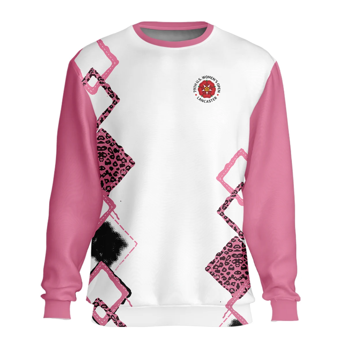 Leopard Golf Color Pink 79th U.S. Women’s Open Lancaster Zipper Long Polo Shirt Pink Color All Over Print Zipper Long Polo Shirt For Woman