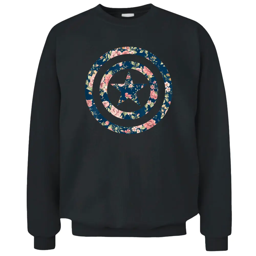 Marvel Avengers Captain America Floral Icon Graphic Pullover Sweatshirt