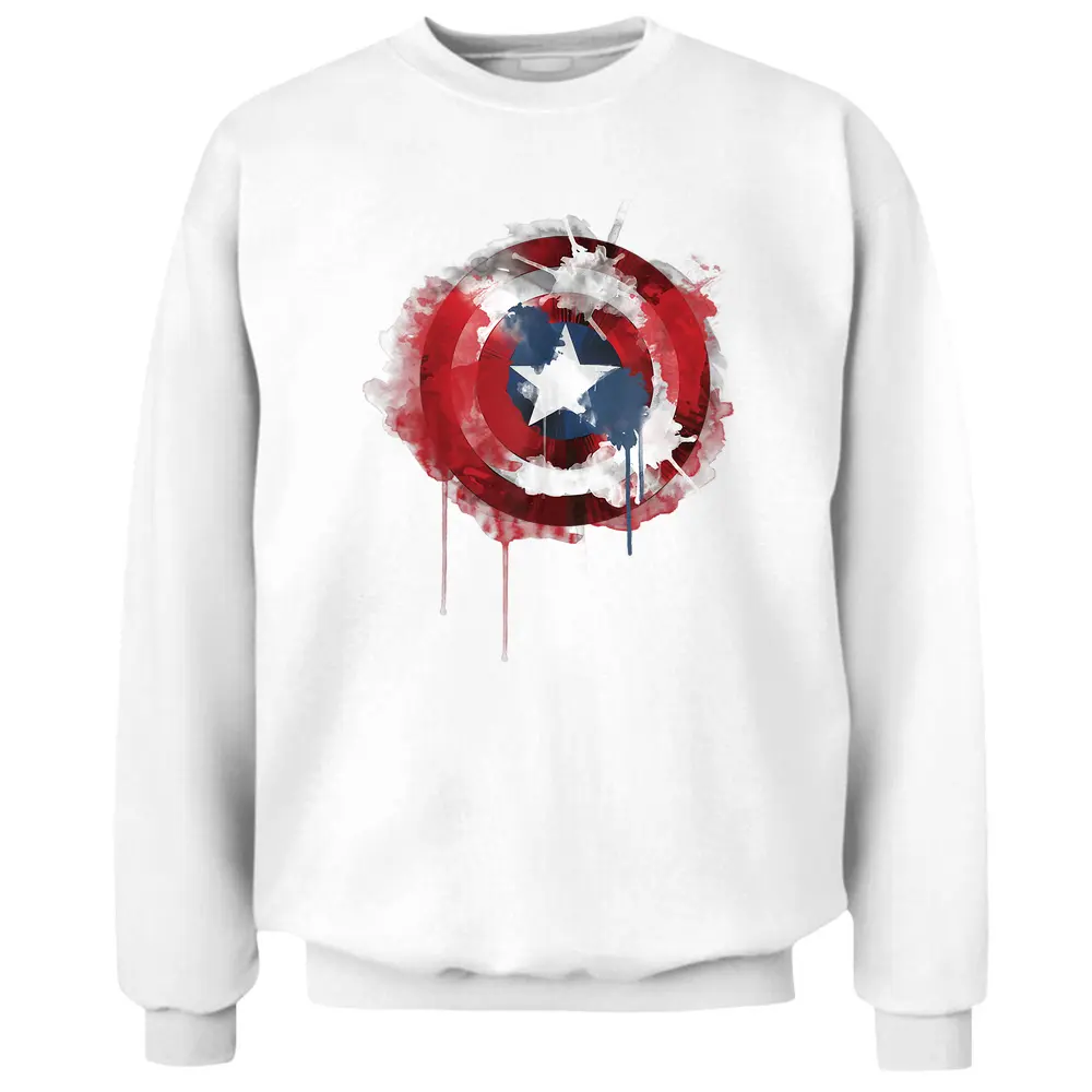 Marvel Avengers Classic Captain America Watercolor Shield Pullover Sweatshirt