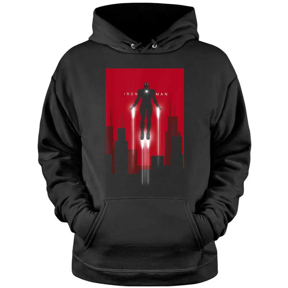 Marvel Avengers Classic Iron Man Flight Silhouette Art Deco Pullover Hoodie