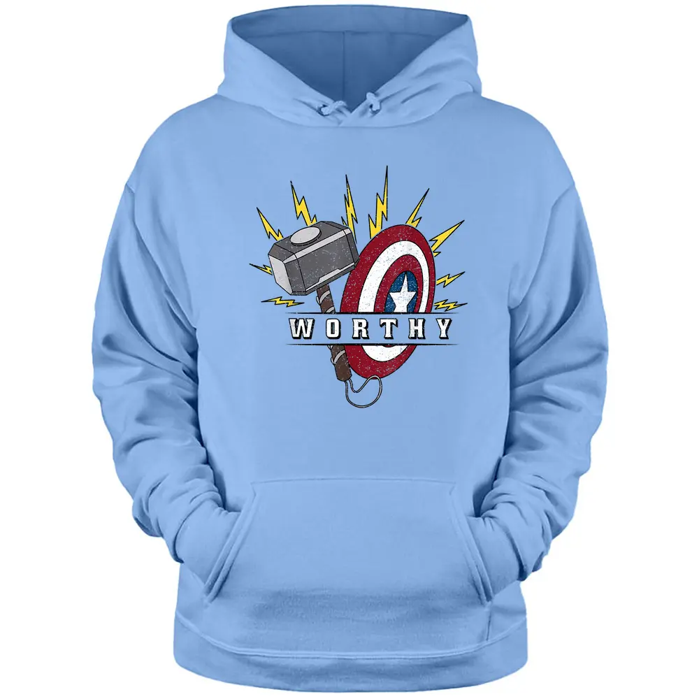 Marvel Avengers Endgame Captain America Worthy Hammer Shield Pullover Hoodie