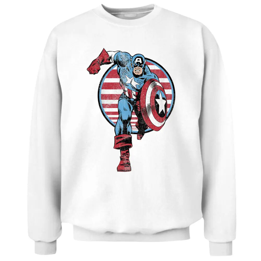 Marvel Avengers Retro Captain America Vintage Comic Circle Pullover Sweatshirt