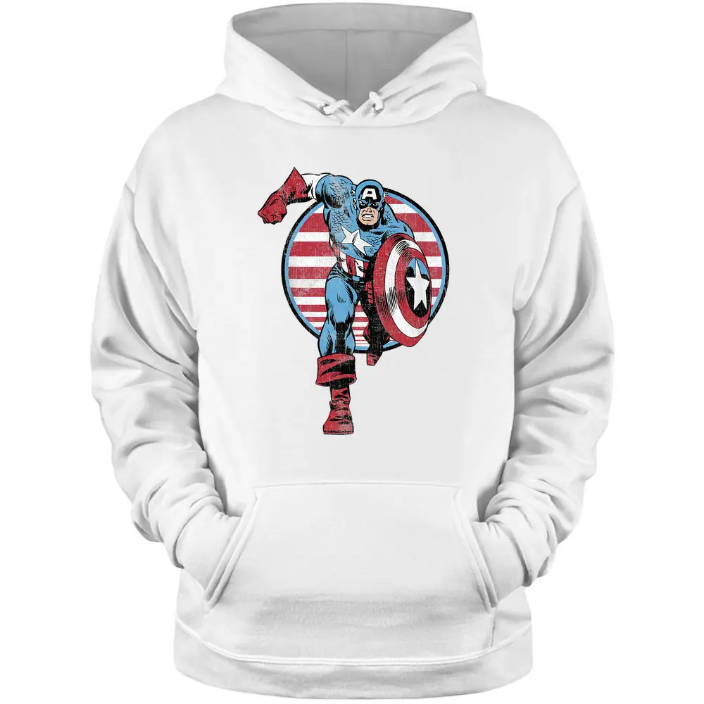 Marvel Avengers Retro Captain America Vintage Comic Circle Pullover Hoodie