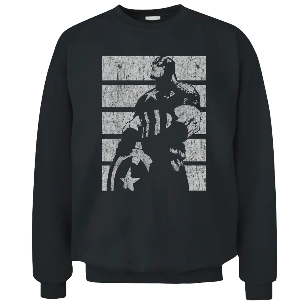 Marvel Avengers Vintage Captain America Retro Silhouette Pullover Sweatshirt