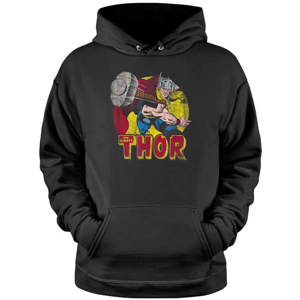 Marvel Avengers Vintage Comic Thor Mighty Hammer Throw Pullover Hoodie