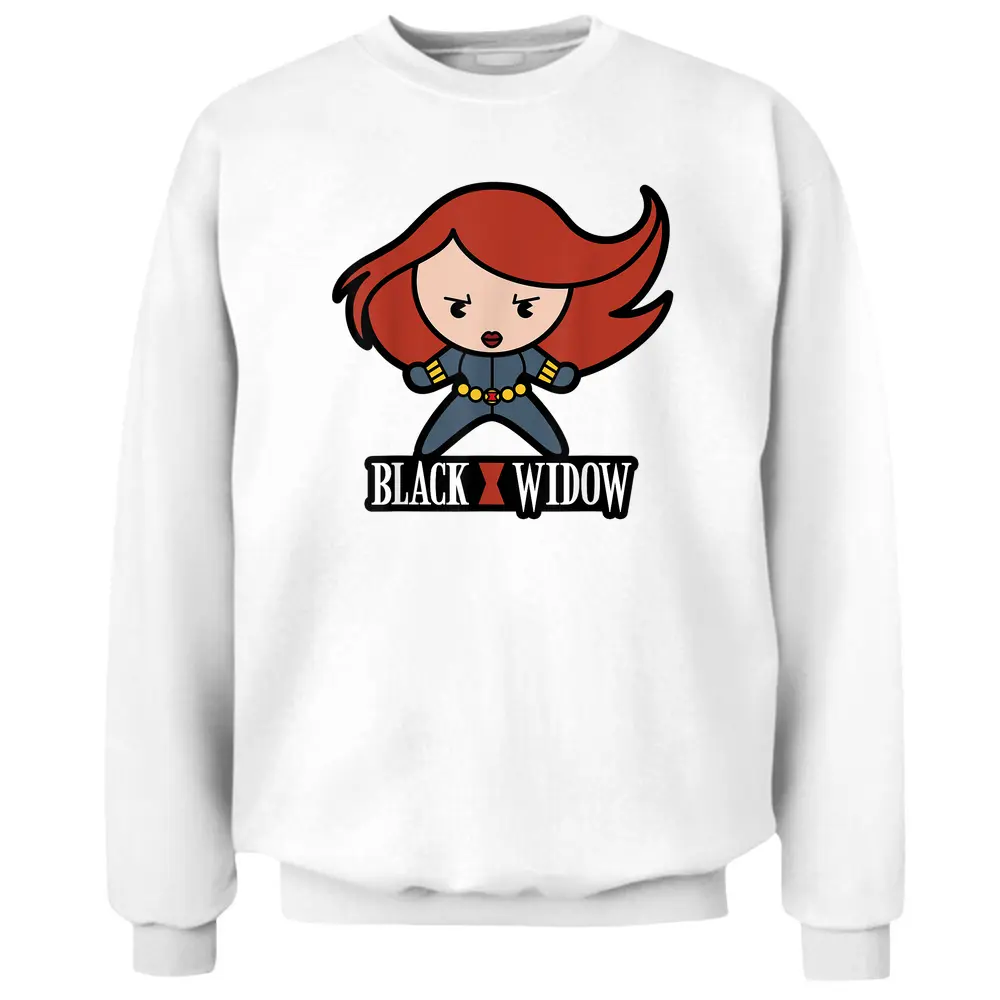 Marvel Black Widow Cute Kawaii Logo Stance Graphic Pullover Sweatshirt