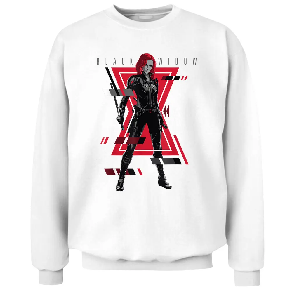 Marvel Black Widow Logo Glitch Portrait Pullover Sweatshirt