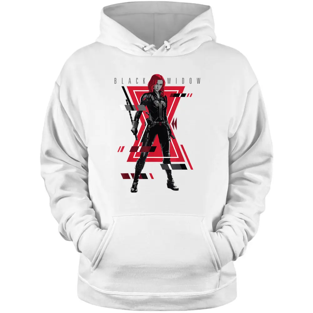 Marvel Black Widow Logo Glitch Portrait Pullover Hoodie